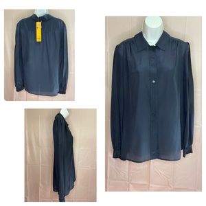 NWT 12 Tory Burch Angelique Silk Top Normandy Blue